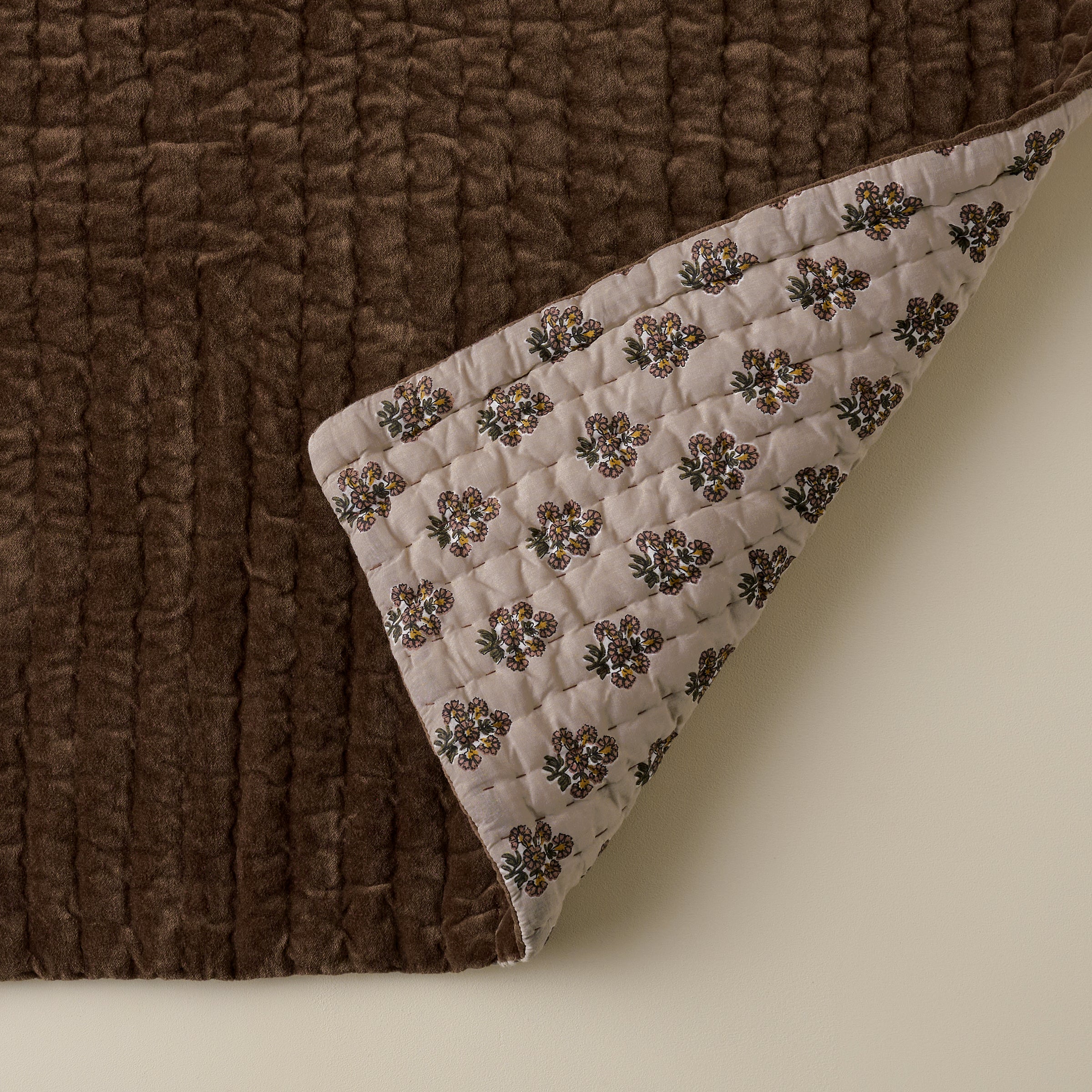 Audrey Velvet Block Print Quilt - Cedar - Image 4
