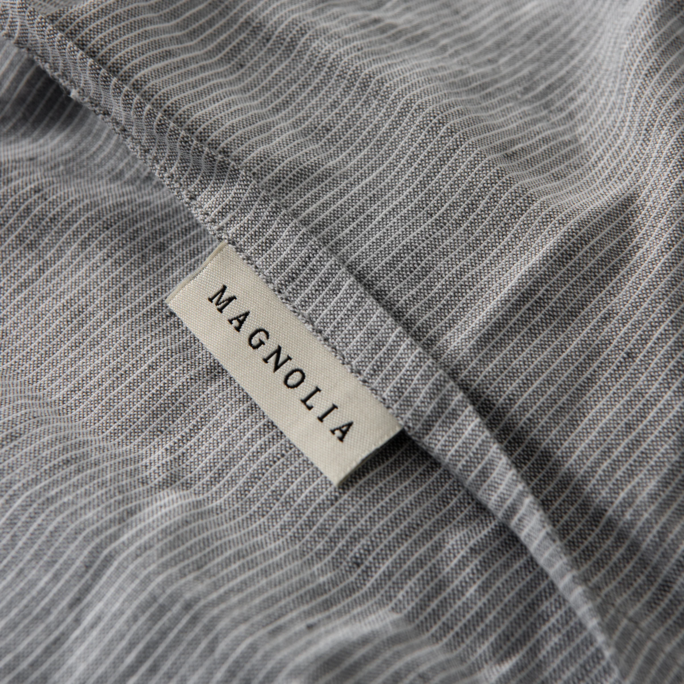 Charcoal Stripe Linen Cotton Duvet Cover - Image 4