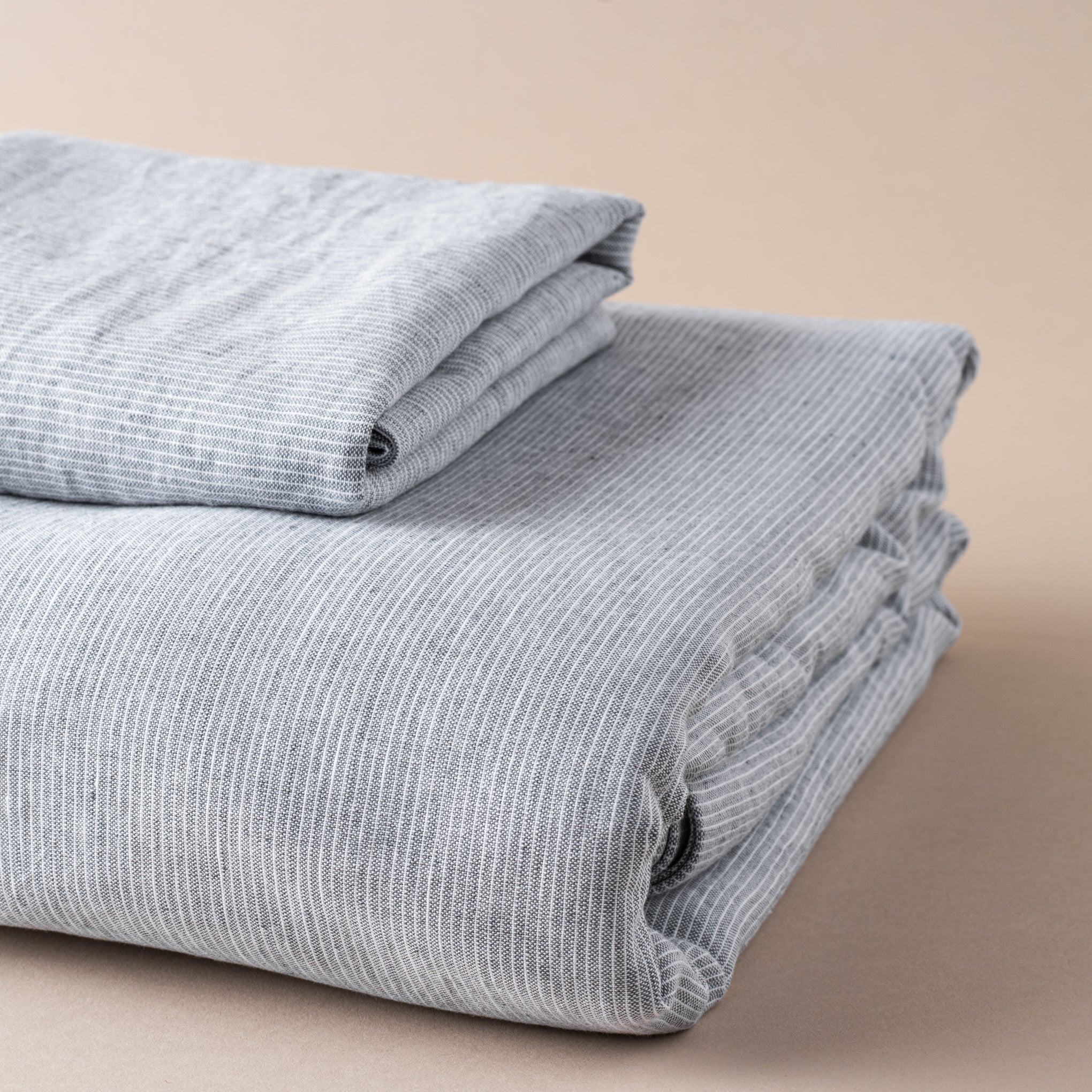 Charcoal Stripe Linen Cotton Duvet Cover - Image 6