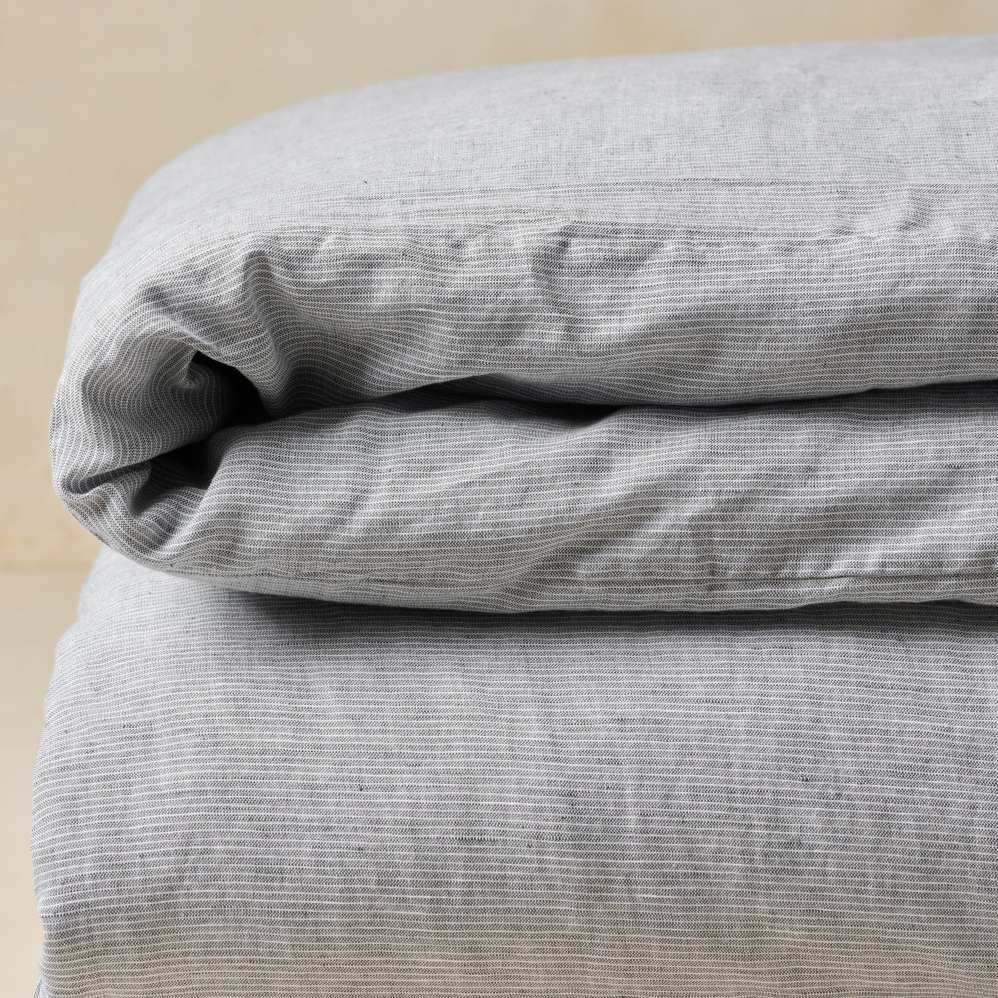 Charcoal Stripe Linen Cotton Duvet Cover - Image 7