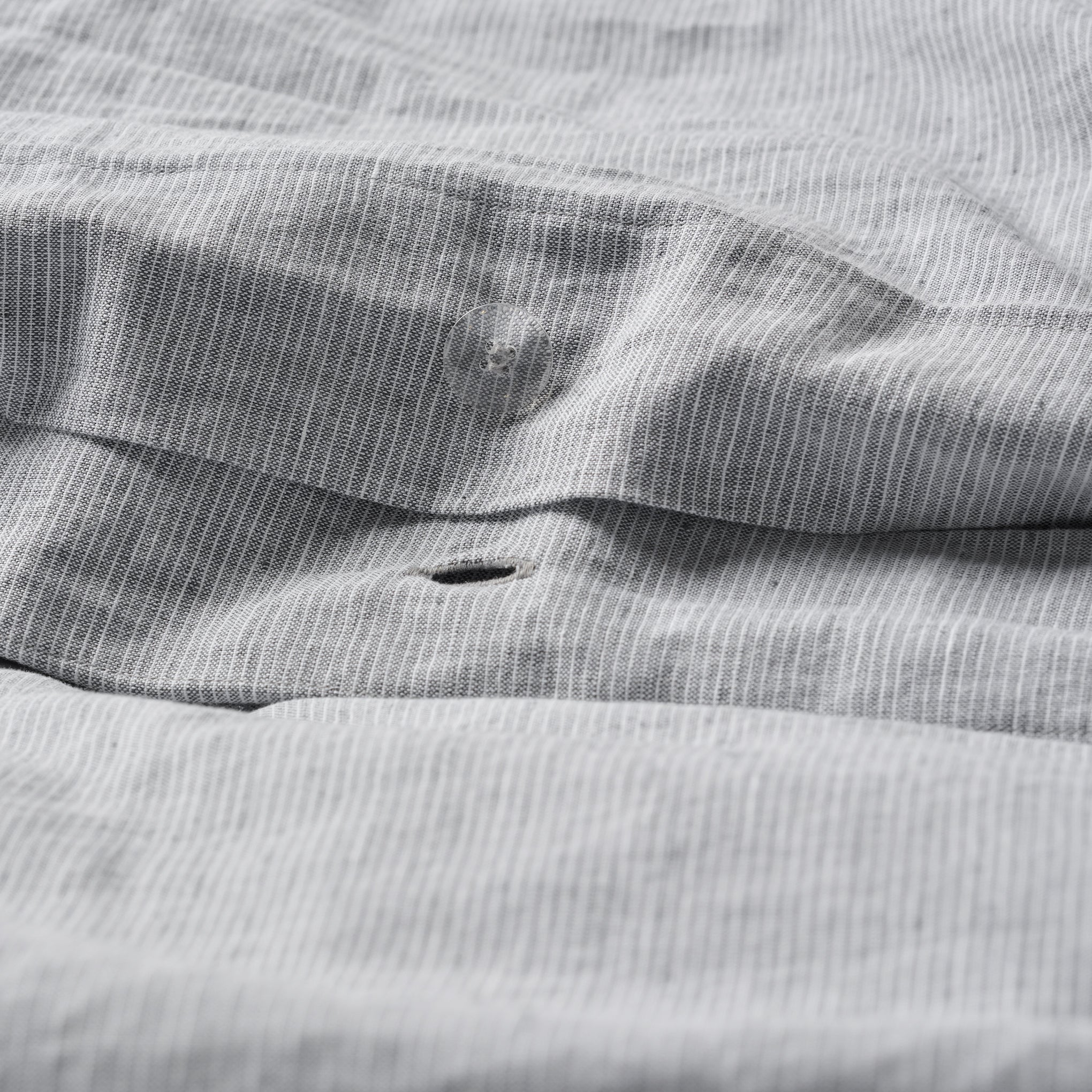 Charcoal Stripe Linen Cotton Duvet Cover - Image 9