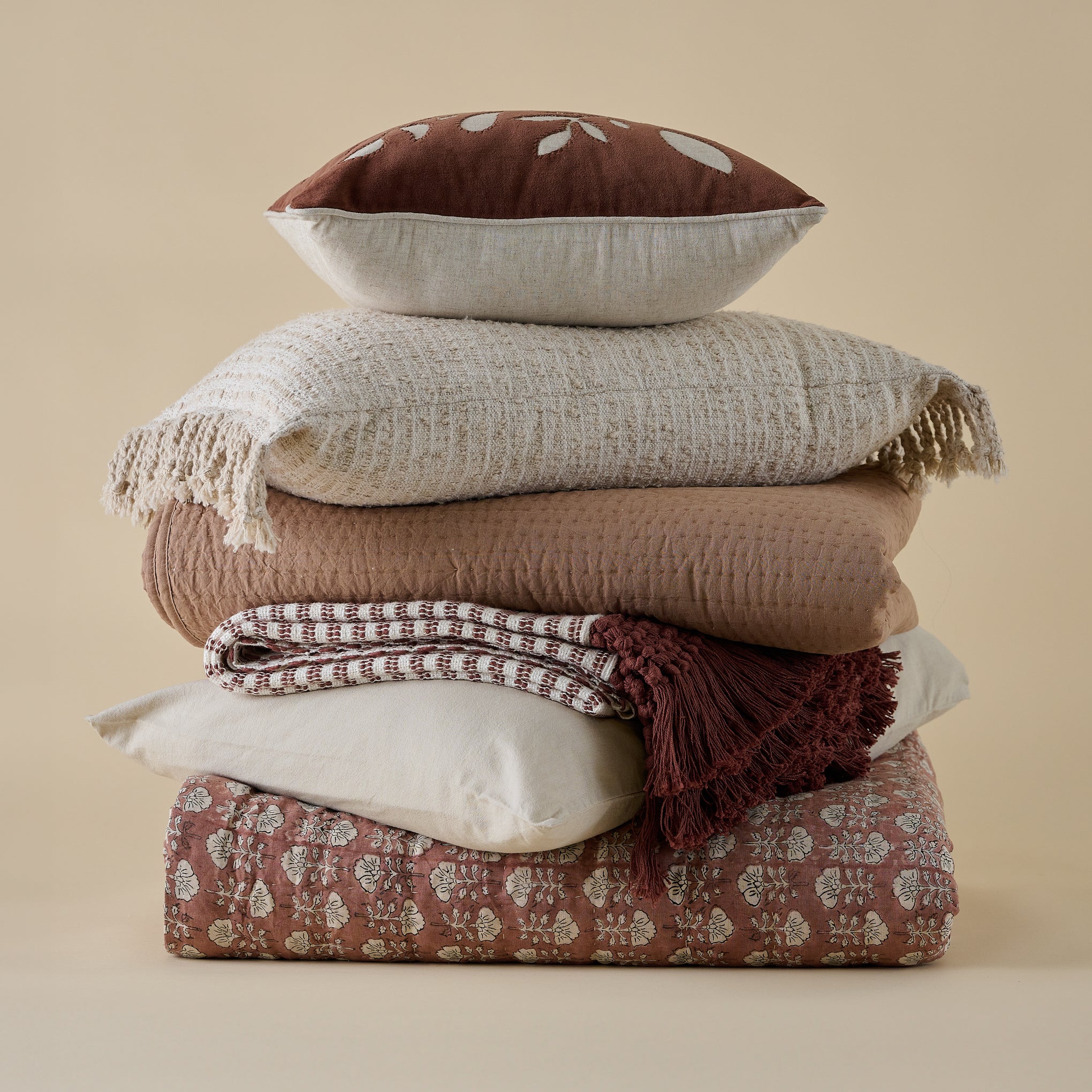 Essential Tassel Throw - Burgundy Striped - Image 3