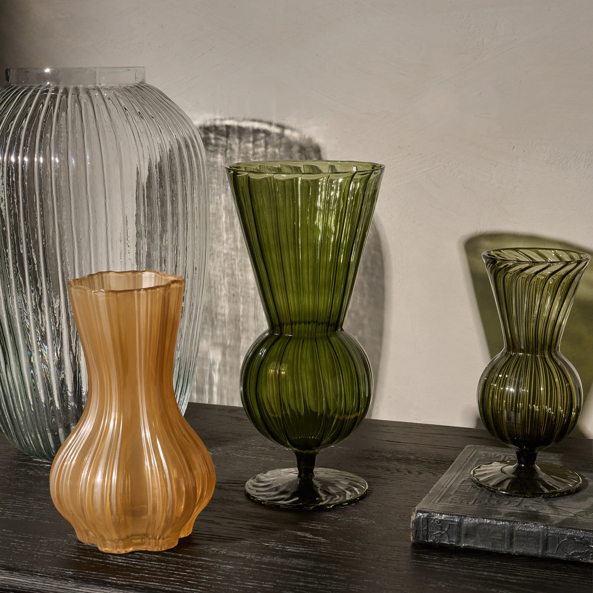 Fluted Green Glass Vase - Image 3