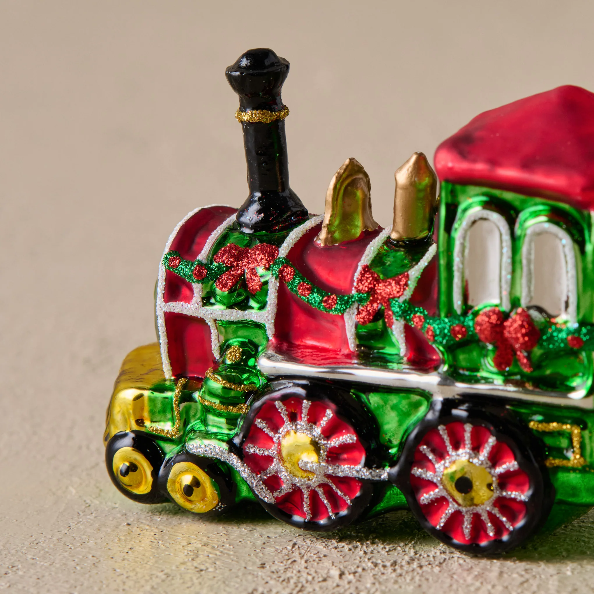 Vintage-Inspired Blown Glass Train Ornament - Image 3