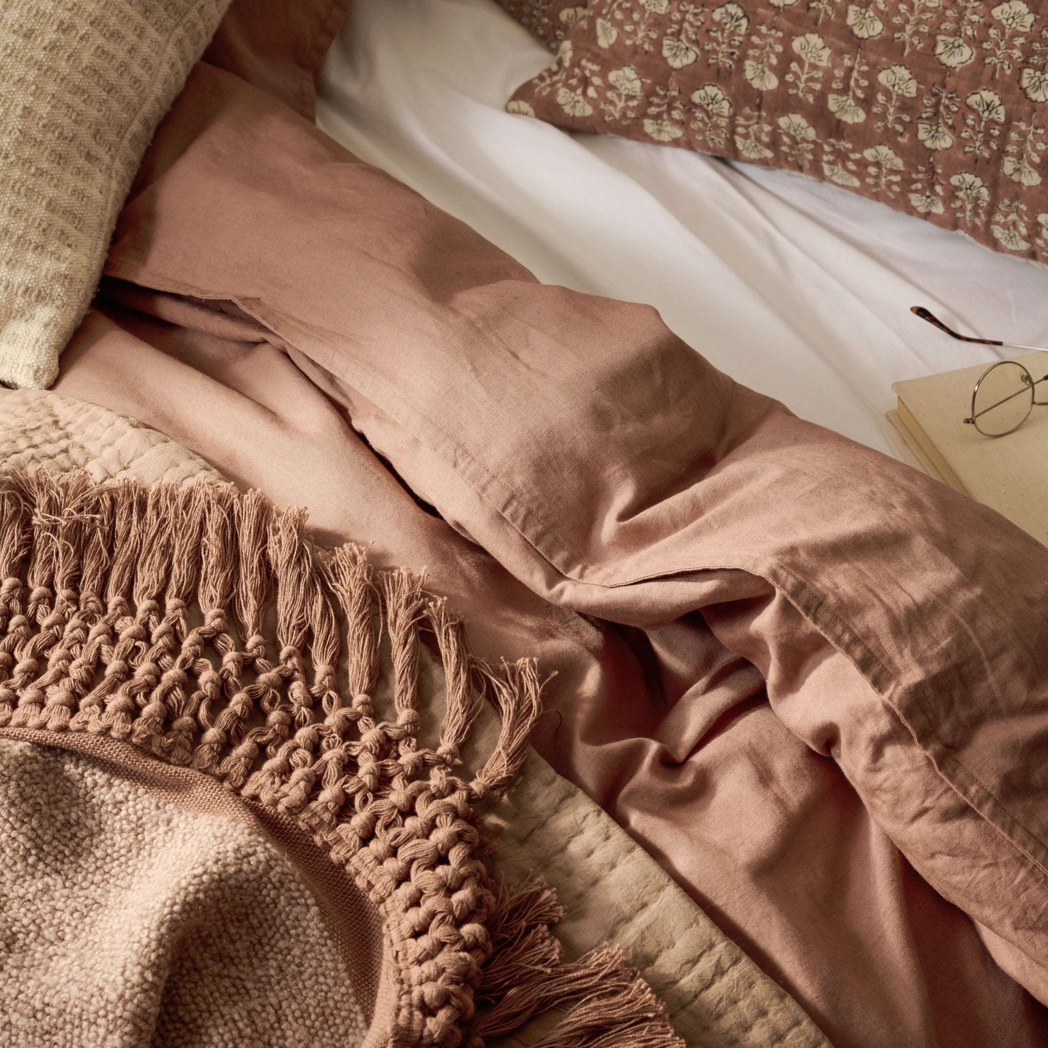 Washed Linen Cotton Duvet Cover - Desert Clay - Image 4